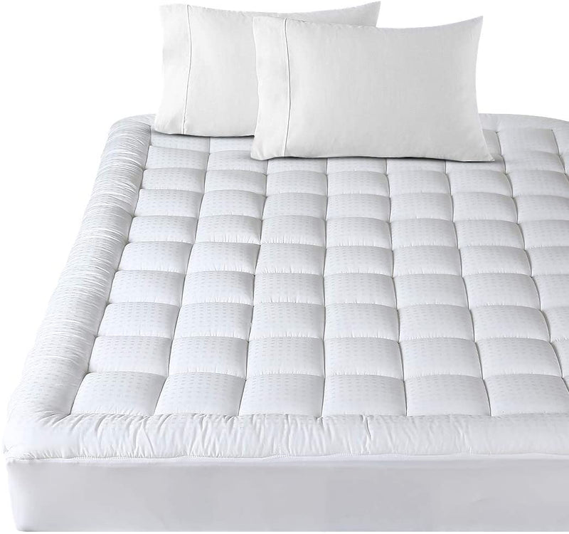 Balichun Pillowtop Full Mattress Pad Cover 300TC 100% Cotton Down Alternative Filled Mattress Topper with 8-21-Inch Deep Pocket (White, Full)