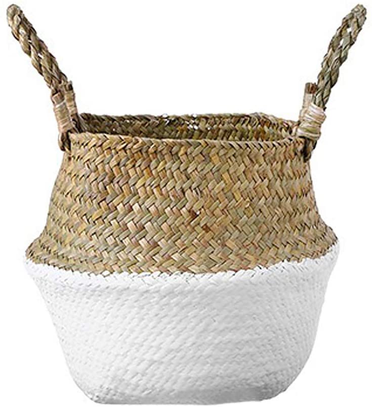 Glass - Blunt Enjoyee Natural Seagrass Woven Storage Pot Tote Belly Basket for Storage, Laundry, Picnic, Plant Pot Cover, and Beach Bag