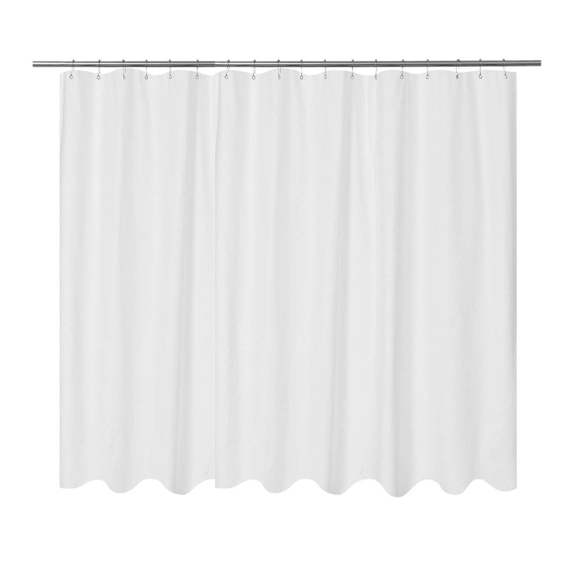 Mrs Awesome Embossed Microfiber Fabric Stall Shower Curtain Liner 54 x 72 inch, Washable and Water Repellent, White