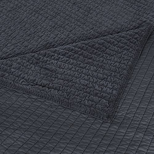 Cotton Pottery  Life Reversible Royal Cotton Velvet Pic-Stitch Bedding Quilt Bedspread Oversized King 108'' x 92'' Dusty Blue