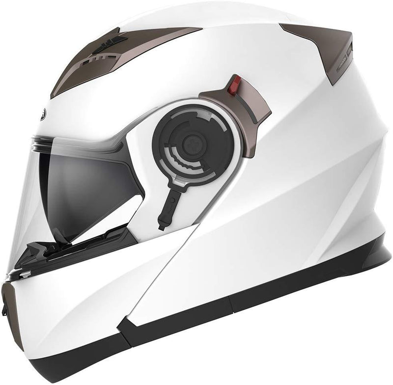 YEMA Helmet Unisex-Adult Motorcycle Racing Modular DOT Street Helmet (White, S)