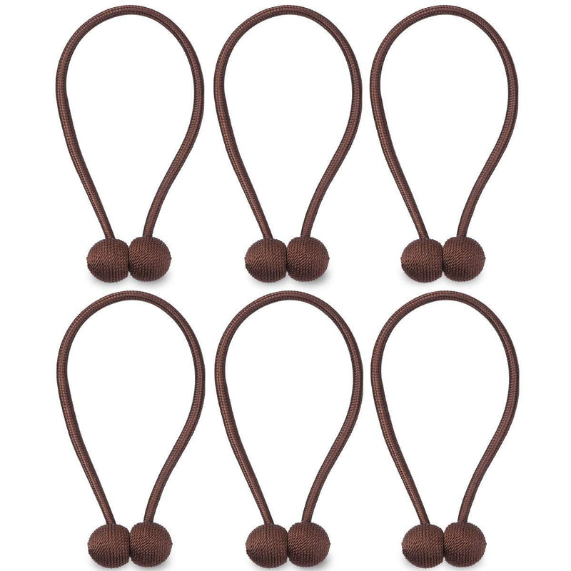 NZQXJXZ Curtain Tiebacks Magnetic, Drape Holders Holdbacks Decorative Weave Rope Clips Window Sheer Blackout Panels Home Office, Chocolate (Pack of 6)