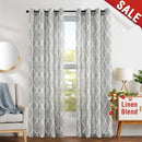 Curtains for Living Room 84 inch Grey Moroccan Tile Linen Blend Grommet Window Treatmenrt Set 2 Panels Bedroom Kitchen