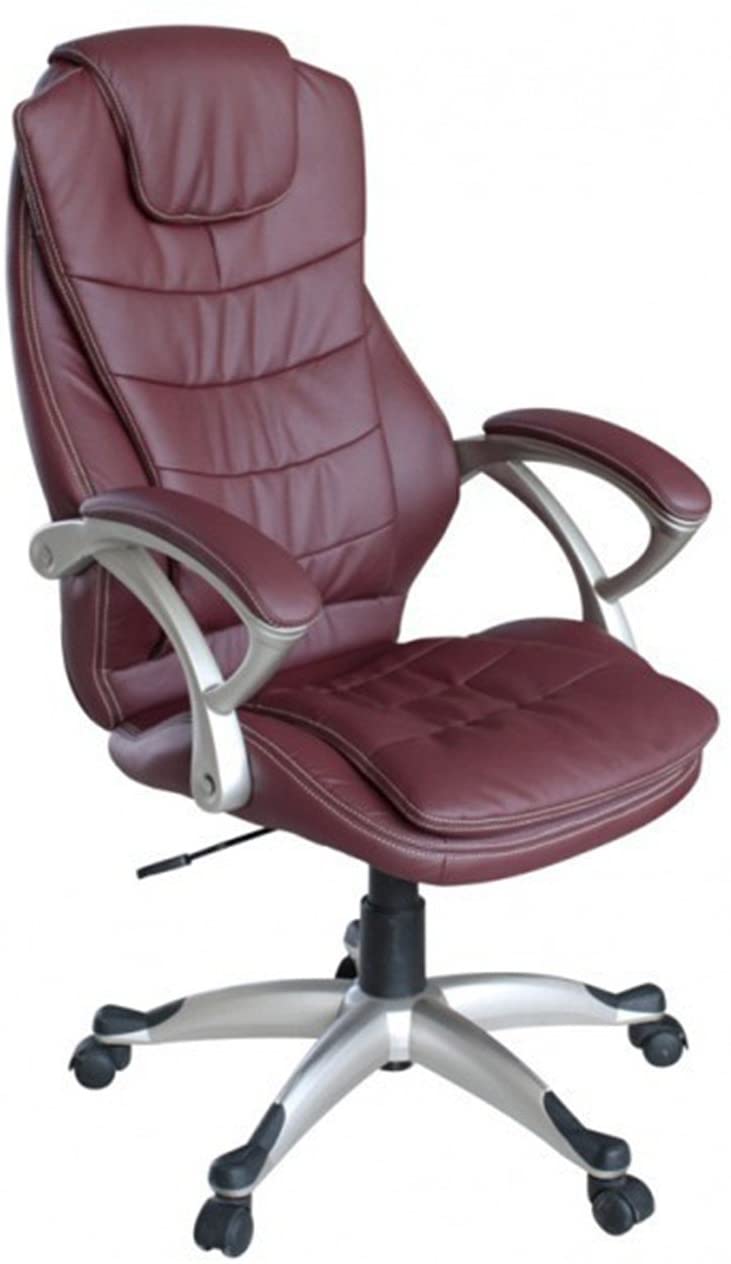 My SIT Office Desk Chair Executive Swivel Adjustable Burgundy Chicago Deluxe with Armrests