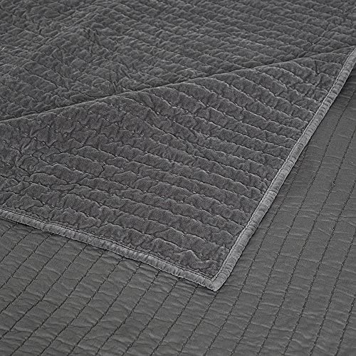 Cotton Pottery  Life Reversible Royal Cotton Velvet Pic-Stitch Bedding Quilt Bedspread Oversized King 108'' x 92'' Dusty Blue