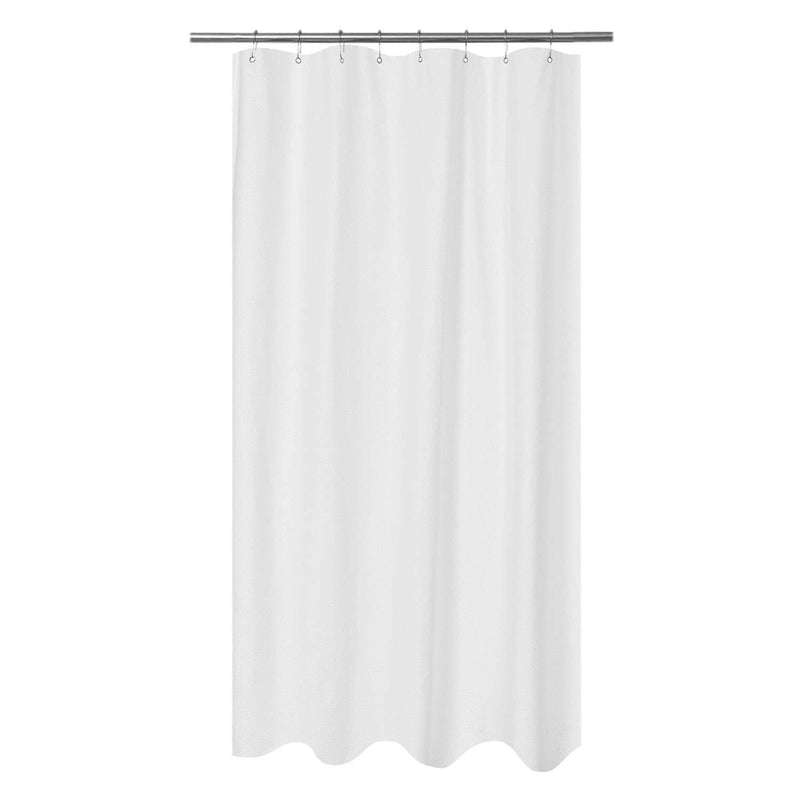 Mrs Awesome Embossed Microfiber Fabric Stall Shower Curtain Liner 54 x 72 inch, Washable and Water Repellent, White