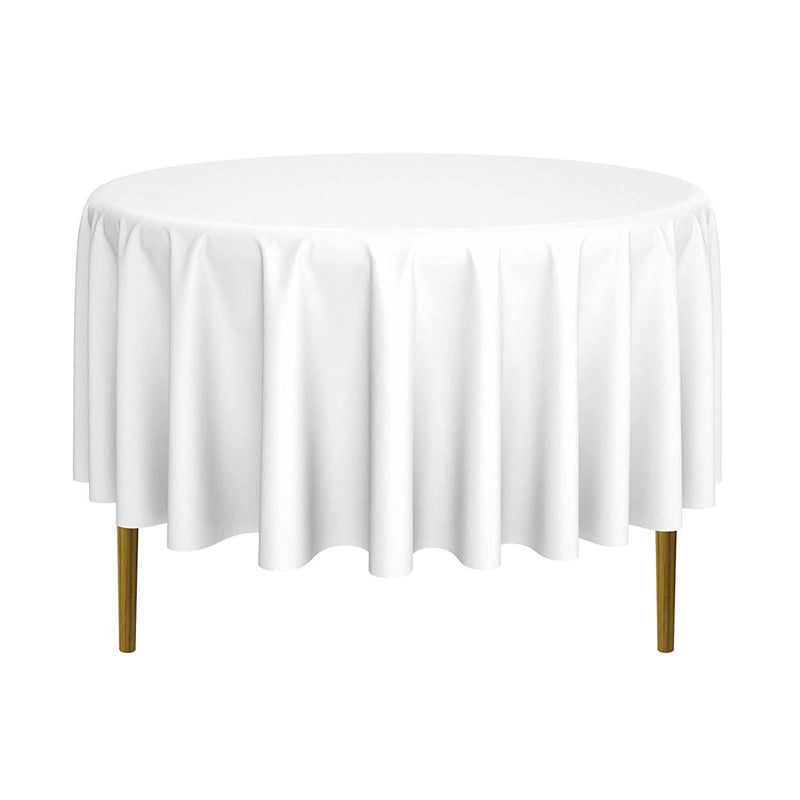 Lann's Linens - 120" Round Premium Tablecloth for Wedding/Banquet/Restaurant - Polyester Fabric Table Cloth - White