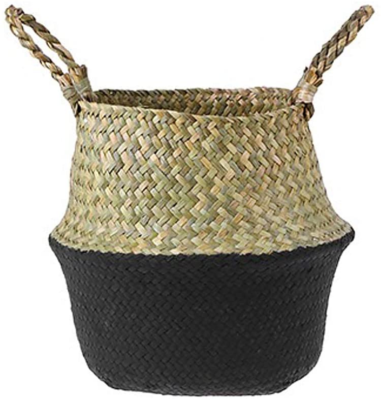 Glass - Blunt Enjoyee Natural Seagrass Woven Storage Pot Tote Belly Basket for Storage, Laundry, Picnic, Plant Pot Cover, and Beach Bag