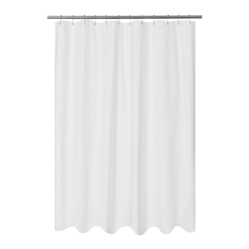 Mrs Awesome Embossed Microfiber Fabric Stall Shower Curtain Liner 54 x 72 inch, Washable and Water Repellent, White