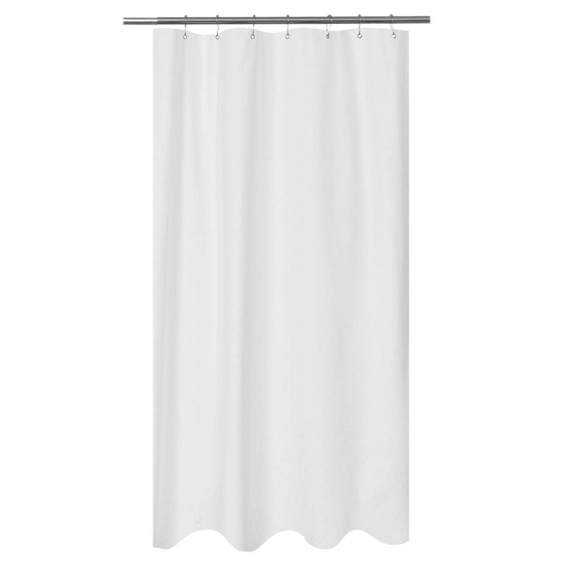 Mrs Awesome Embossed Microfiber Fabric Stall Shower Curtain Liner 54 x 72 inch, Washable and Water Repellent, White