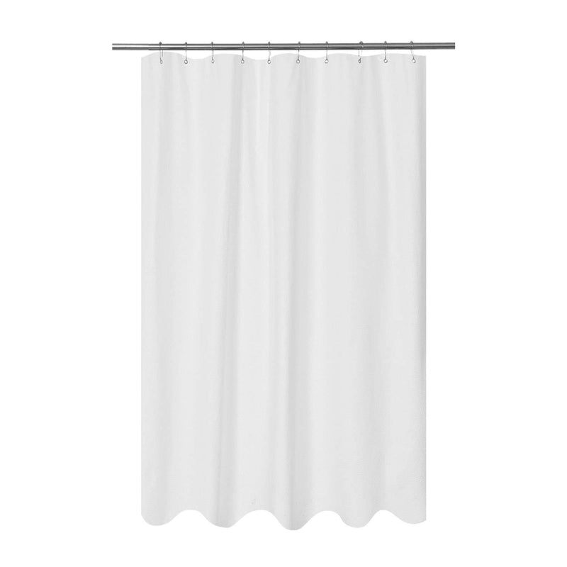 Mrs Awesome Embossed Microfiber Fabric Stall Shower Curtain Liner 54 x 72 inch, Washable and Water Repellent, White