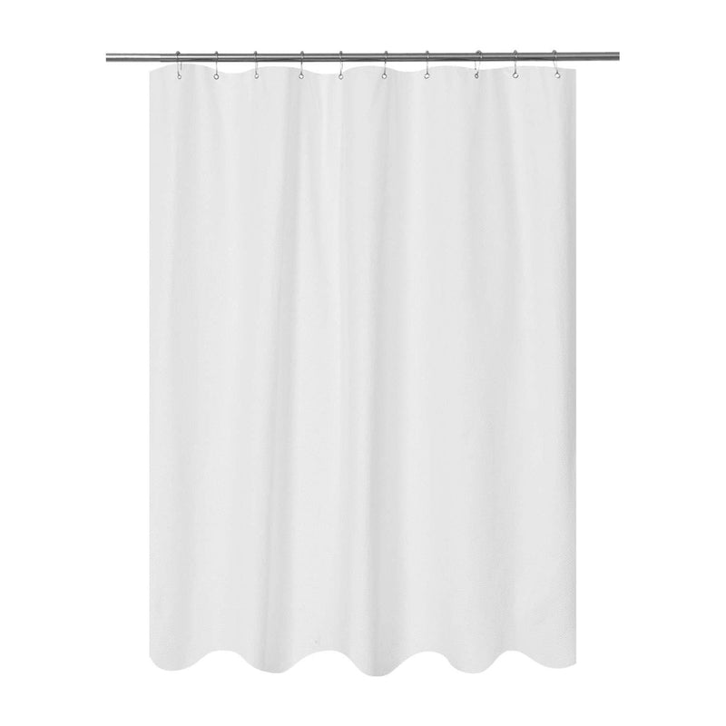 Mrs Awesome Embossed Microfiber Fabric Stall Shower Curtain Liner 54 x 72 inch, Washable and Water Repellent, White