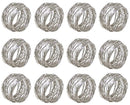 SKAVIJ Round Mesh Napkin Rings Set of 12 Silver for Wedding Banquet Dinner Decor Favor