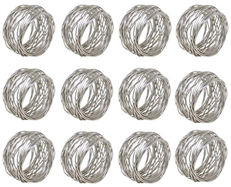 SKAVIJ Round Mesh Napkin Rings Set of 12 Silver for Wedding Banquet Dinner Decor Favor