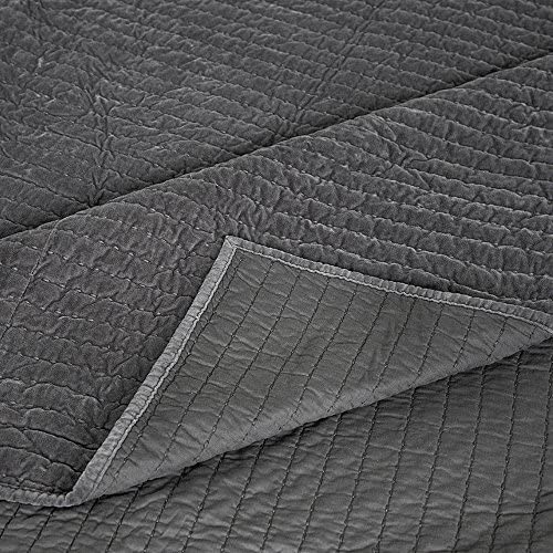 Cotton Pottery  Life Reversible Royal Cotton Velvet Pic-Stitch Bedding Quilt Bedspread Oversized King 108'' x 92'' Dusty Blue