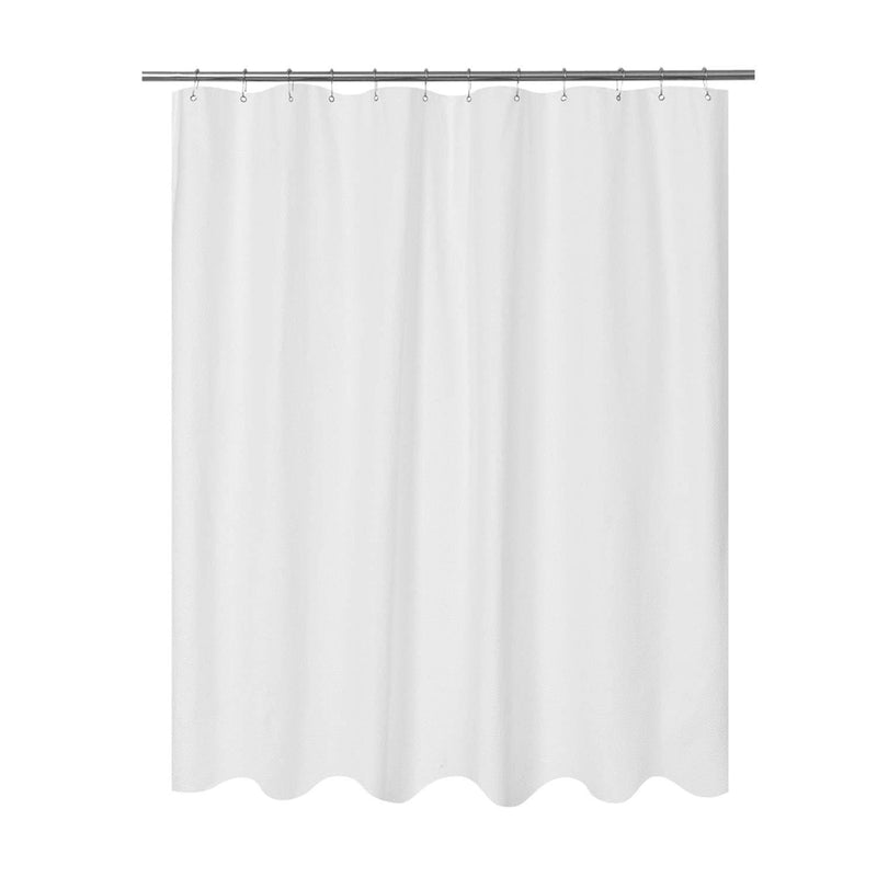 Mrs Awesome Embossed Microfiber Fabric Stall Shower Curtain Liner 54 x 72 inch, Washable and Water Repellent, White