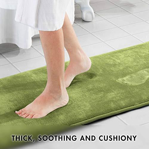 Office Marshal Memory Foam Bath Mat Non Slip Absorbent Super Cozy Velvet Bathroom Rug Carpet (60 inches X 17 inches, Gray)