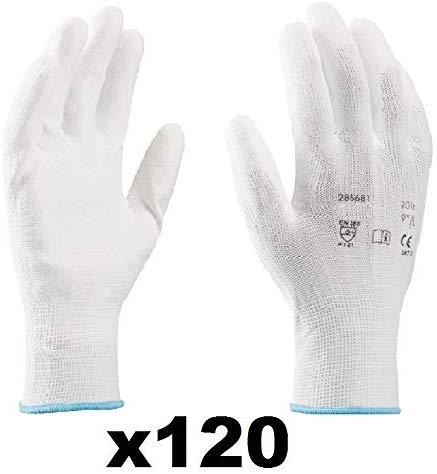 Coyaho Work Gloves (12 pairs) - Non-Slip Mounting Gloves Seamless, Ideal for Repairs, Automotive Industry, Finishing, Car Service, Workshop (10, White)