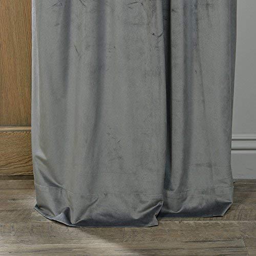 Half Price Drapes VPCH-184005-108-GRBO Signature Grommet Blackout Velvet Curtain, Natural Grey, 50 X 108