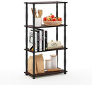 Furinno (99557BK/GY) Turn-N-Tube 4-Tier Multipurpose Shelf Display Rack - Black/Grey