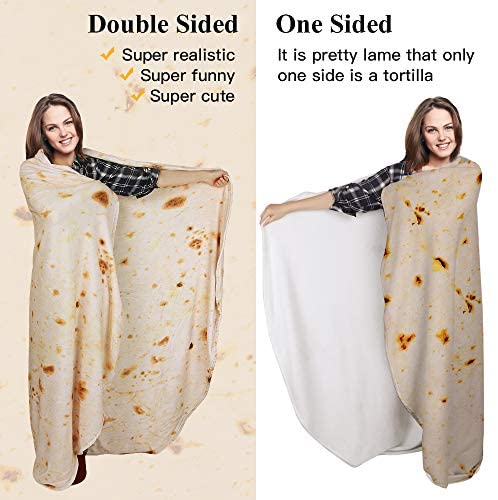 LetsFunny Burrito Tortilla Wrap Blanket, Burrito Wrap Novelty Blanket Tortilla Towel for Adults/Kids, Giant Round Beach Towel/Throw Blanket/Picnic Blanket (Yellow 6, 71.00)