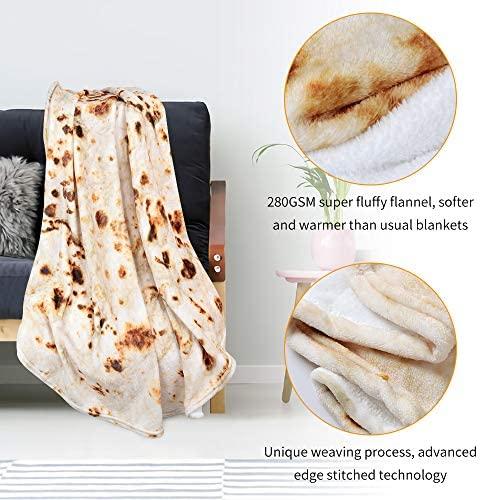 LetsFunny Burrito Tortilla Wrap Blanket, Burrito Wrap Novelty Blanket Tortilla Towel for Adults/Kids, Giant Round Beach Towel/Throw Blanket/Picnic Blanket (Yellow 6, 71.00)