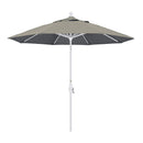 California Umbrella 9' Round Aluminum Market Umbrella, Crank Lift, Collar Tilt, White Pole, Sunbrella Pacific Blue