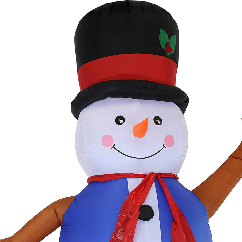 Sunnydaze Decor  Giant Inflatable Christmas Decoration - 10-Foot Holiday Cheer Snowman - Seasonal Blow-Up Yard and Garden Decor with Fan Blower and LED Lights