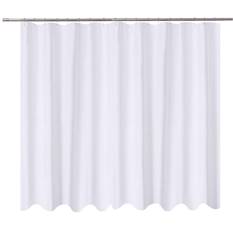 N&Y HOME Extra Long Shower Curtain Liner Fabric 72 x 96 inches, Hotel Quality, Washable, Water Repellent, White Spa Bathroom Curtains with Grommets, 72x96