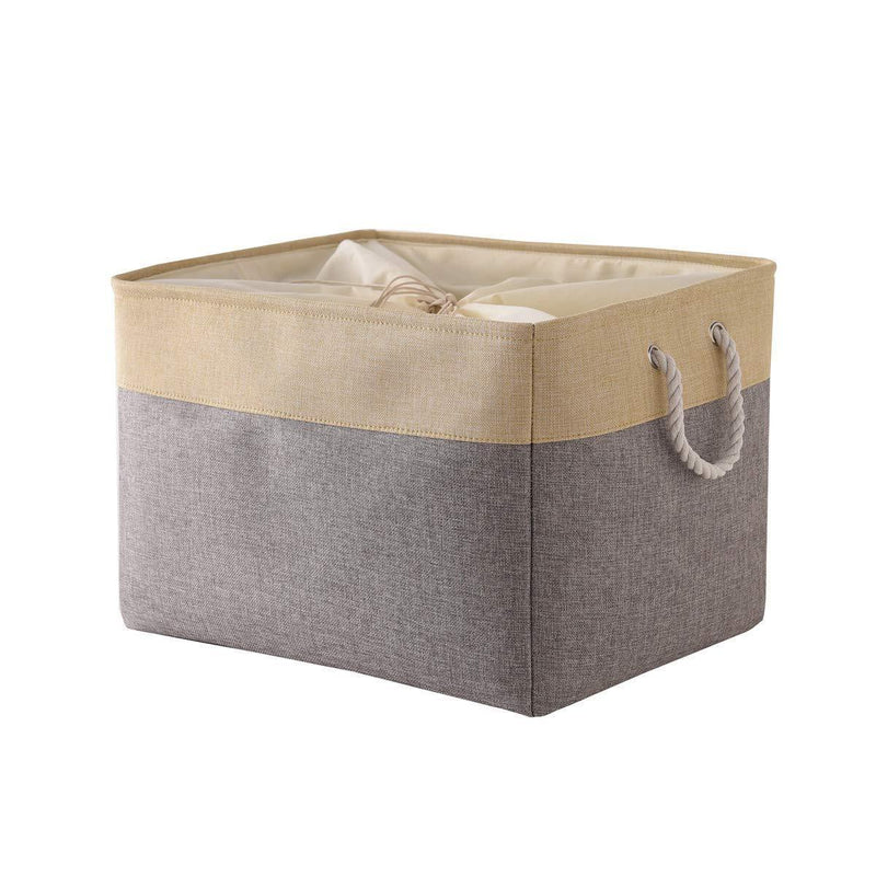 TheWarmHome Foldable Jumbo Fabric Storage Bins Grey Basket for Gifts Empty (18.9×15×11.8 inch)