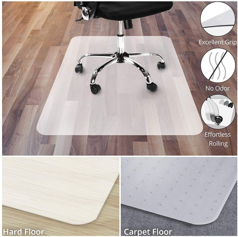 Office Marshal Black Polycarbonate Office Chair Mat - 36" x 48" - Hard Floor Protection - No-Recycling Material - High Impact Strength