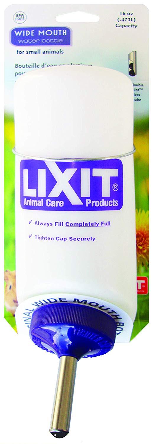 Lixit 16oz Wide Mouth BPA-Free Water Bottles for Guinea Pigs, Rats, Chinchillas and Other Small Animals.