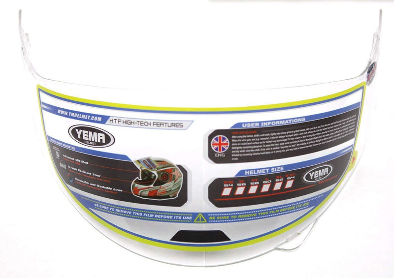 YEMA Helmet Unisex-Adult Motorcycle Racing Modular DOT Street Helmet (White, S)