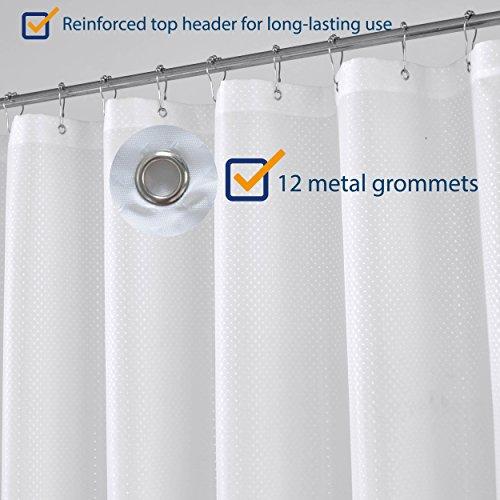 N&Y HOME Fabric Shower Curtain Liner Extra Long Stall Size 54 Width by 80 Length inches, Hotel Quality, Washable, White Bathroom Curtains with Grommets, 54x80