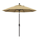 California Umbrella 9' Round Aluminum Market Umbrella, Crank Lift, Collar Tilt, White Pole, Sunbrella Pacific Blue