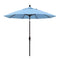 California Umbrella 9' Round Aluminum Market Umbrella, Crank Lift, Collar Tilt, White Pole, Sunbrella Pacific Blue