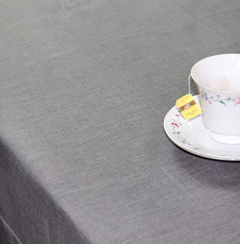 COTTON CRAFT 100% Linen Hemstitch Table Cloth - Size 60x108 Charcoal - Hand Crafted and Hand Stitched Table Cloth with Hemstitch detailing.