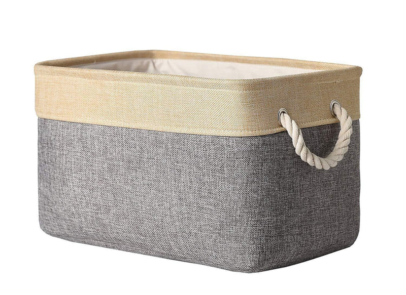 TheWarmHome Foldable Jumbo Fabric Storage Bins Grey Basket for Gifts Empty (18.9×15×11.8 inch)