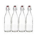 Seacoast Clear Glass Bottle with Swing Top Stopper, 33.75 Oz Round Pack of 4