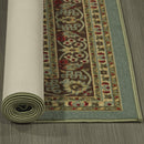 Ottomanson Ottohome Collection Persian Heriz Oriental Design with Non-Skid (Non-Slip) Rubber Backing Area Rug,5'0"X6'6"., Sage Green/Aqua Blue