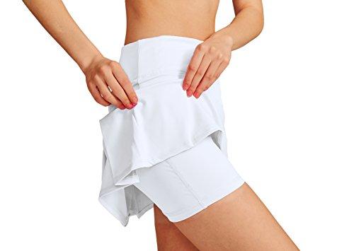 Cityoung Women's Casual Pleated Tennis Golf Skirt with Underneath Shorts Running Skorts