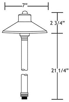 China Hat 12V Black Brass Path Light (7" Shade, 25" Tall) by sunduck