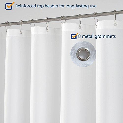 N&Y HOME Caregiver Attendant 36 inches Height Weighted Fabric Shower Curtain Machine Washable,Water Repellent Bathroom Curtains with Grommets, White, 48x36 inch