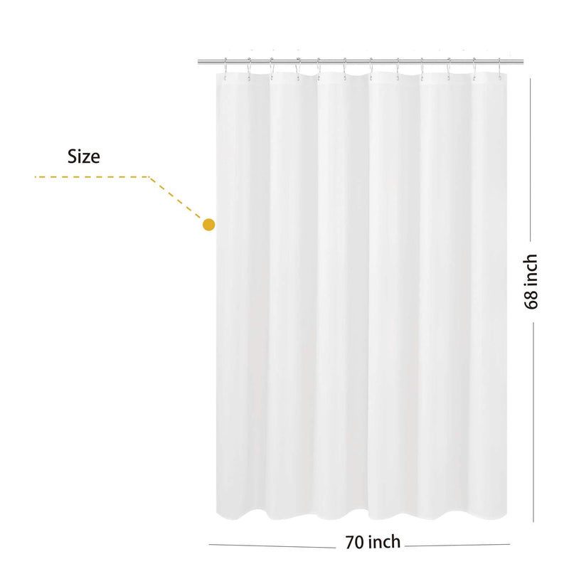 N&Y HOME Fabric Shower Curtain Liner Extra Long Stall Size 54 Width by 80 Length inches, Hotel Quality, Washable, White Bathroom Curtains with Grommets, 54x80