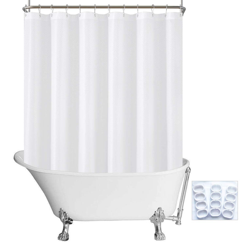 N&Y HOME Extra Long Shower Curtain Liner Fabric 72 x 96 inches, Hotel Quality, Washable, Water Repellent, White Spa Bathroom Curtains with Grommets, 72x96