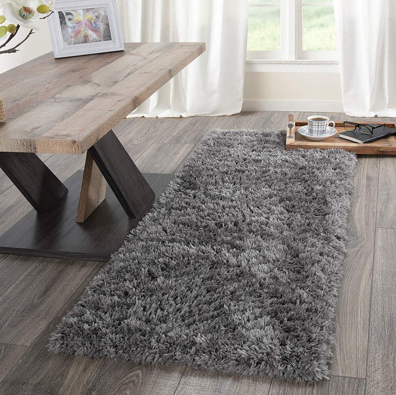 Ottomanson Flokati Collection Faux Sheepskin Shag Runner Rug, 2'X5', Dark Grey