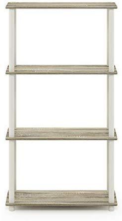 Furinno (99557BK/GY) Turn-N-Tube 4-Tier Multipurpose Shelf Display Rack - Black/Grey