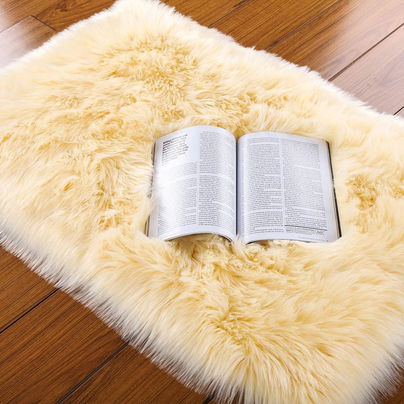 PAGISOFE Soft Faux Sheepskin Fluffy Rugs for Bedroom Kids Room, High Pile Faux Fur Area Rug Bedside Floor Carpet Photography, 3x5 Feet Rectangular Grey