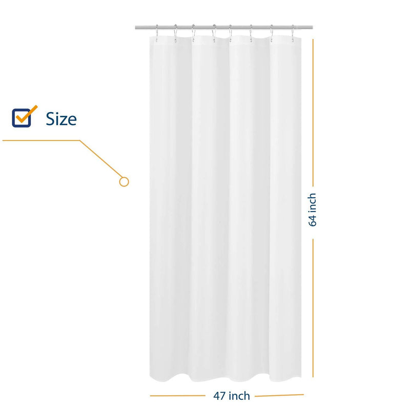 N&Y HOME Fabric Shower Curtain Liner Extra Long Stall Size 54 Width by 80 Length inches, Hotel Quality, Washable, White Bathroom Curtains with Grommets, 54x80