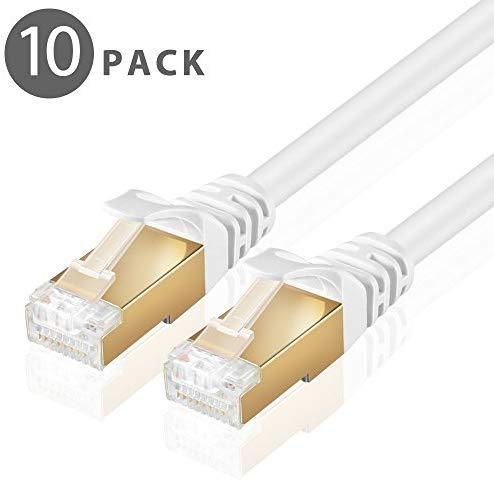 TNP Cat6 Ethernet Patch Cable (20 Inch) - Professional Gold Plated Snagless RJ45 Connector Computer Networking LAN Wire Cord Plug Premium Shielded Twisted Pair (Orange)